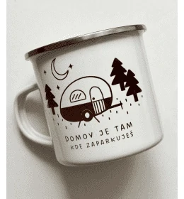 Kovový hrnek - plecháček - 300 ml - Domov je tam, kde zaparkuješ  
