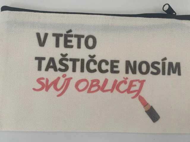 SimpleBag s autorským potiskem "V této taštiče nosím svůj obličej"