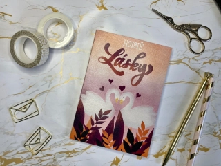 Přáníčko Hodně lásky - Labutě